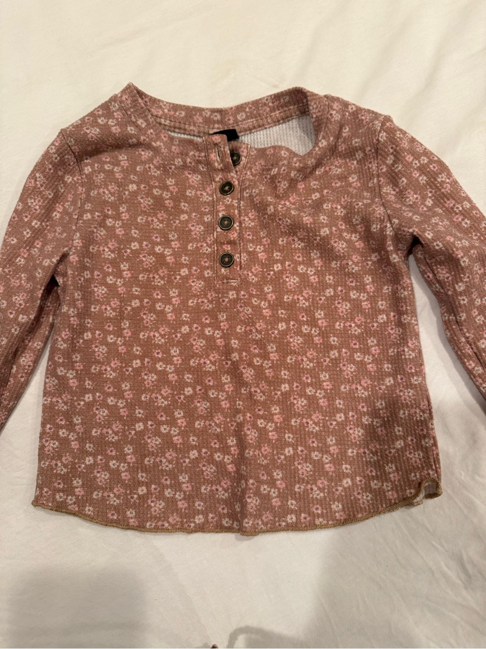 art class Mauve Pink Floral Henley Long-Sleeve Top